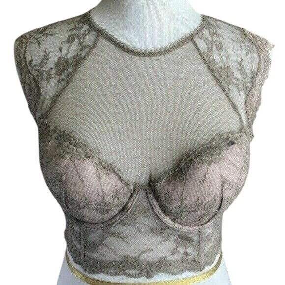 Victoria's Secret Bra Dot Lace high Neck Dream Angel 32E DD NEW - Picture 3 of 8